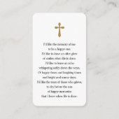 In Loving Memory Foto Bladwijzer Gebed Kaart Visitekaartje (Achterkant)