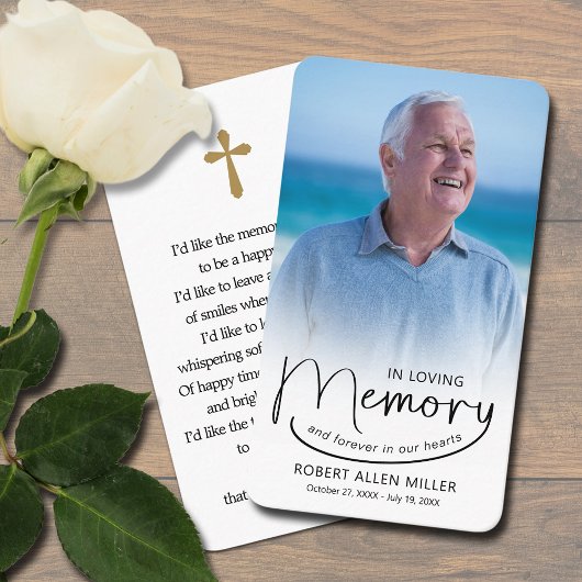 In Loving Memory Foto Bladwijzer Gebed Kaart Visitekaartje