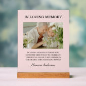 In Loving Memory Foto Bruiloft Roze Blush Acryl Bord (Neutraal)