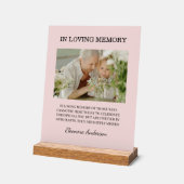 In Loving Memory Foto Bruiloft Roze Blush Acryl Bord (Hoek)
