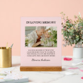 In Loving Memory Foto Bruiloft Roze Blush Acryl Bord (Huwelijk)