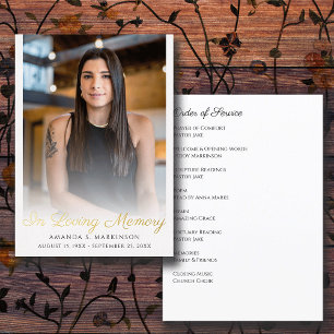 In Loving Memory Foto Eenvoudige Orde van Dienst Folie Uitnodiging