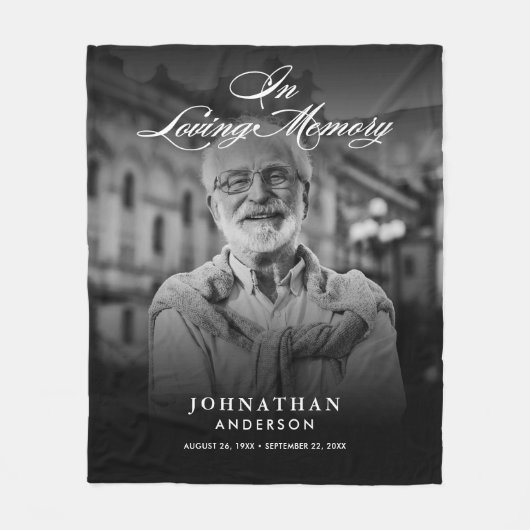 In Loving Memory Foto Elegant Script Fleece Deken (Voorkant)
