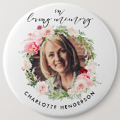 "In Loving Memory" Foto en roze pinda's geprezen Ronde Button 6,0 Cm (Voorkant)