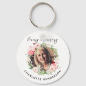 "In Loving Memory" Foto en roze pinda's geprezen Sleutelhanger (Voorkant)