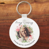 "In Loving Memory" Foto en roze pinda's geprezen Sleutelhanger (Voorkant)