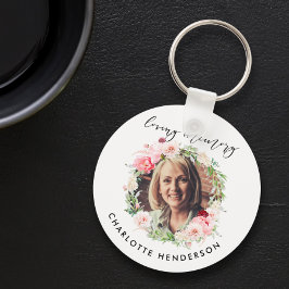 "In Loving Memory" Foto en roze pinda's geprezen Sleutelhanger