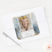 In Loving Memory Foto Gouden Blauwe Sticker (Envelop)