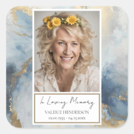 In Loving Memory Foto Gouden Blauwe Sticker