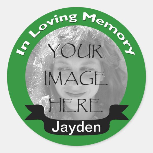 In Loving Memory Foto Groene Stickers (Voorkant)