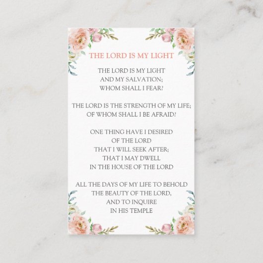 In Loving Memory Foto Memorial Elegant Peach Roos Visitekaartje (Achterkant)