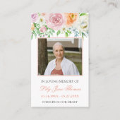 In Loving Memory Foto Memorial Elegant Peach Roos Visitekaartje (Voorkant)