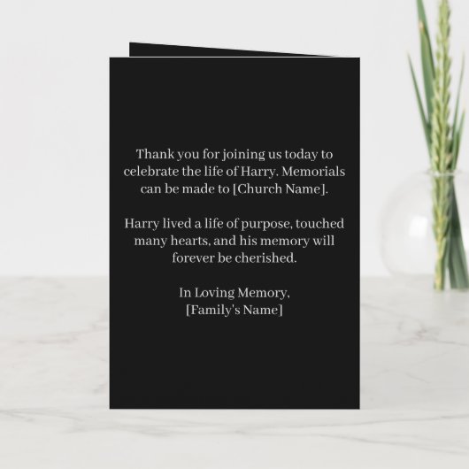In Loving Memory Foto Modern Memorial Programma (Achterkant)
