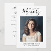 In Loving Memory Foto Orde van Service Memorial Kaart (Voorkant / Achterkant)