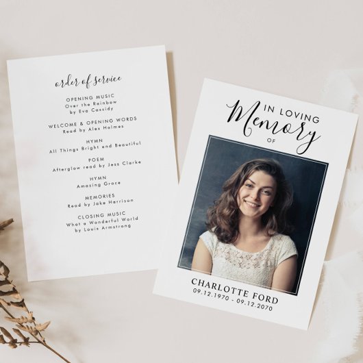 In Loving Memory Foto Orde van Service Memorial Programmakaart