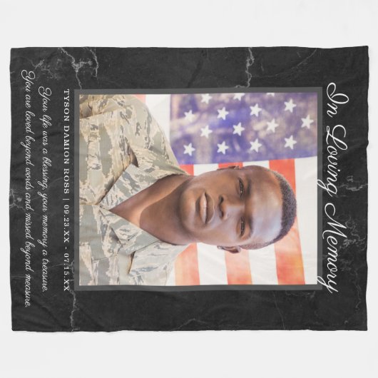 In Loving Memory Foto Quote Keepsake Fleece Deken (Voorkant (Horizontaal))