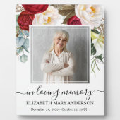 In Loving Memory Foto Rode Roos Bloemstuk Fotoplaat (Voorkant)