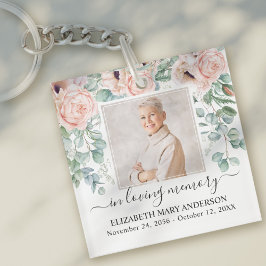 In Loving Memory Foto Roze Pioen Bloemenmonument Sleutelhanger