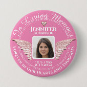 In Loving Memory Foto Roze Ronde Button 7,6 Cm (Voorkant)