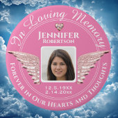 In Loving Memory Foto Roze Ronde Button 7,6 Cm