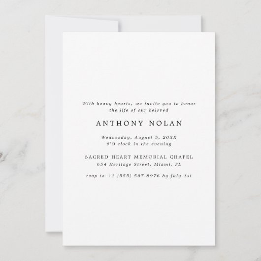 In Loving Memory Foto Uitnodiging voor begrafenish (Achterkant)