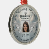 In Loving Memory Foto Zilver Metalen Ornament (Rechts)