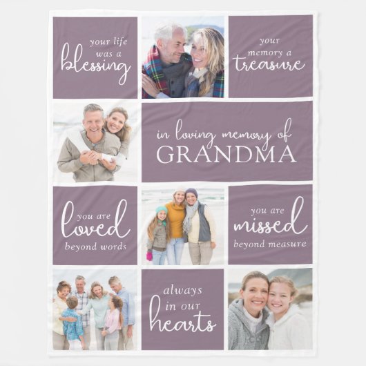 In Loving Memory Fotocollage Memorial Quote Fleece Deken (Voorkant)