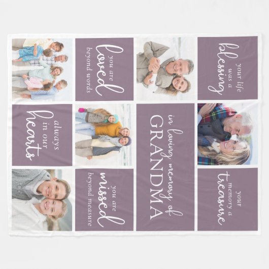 In Loving Memory Fotocollage Memorial Quote Fleece Deken (Voorkant (Horizontaal))