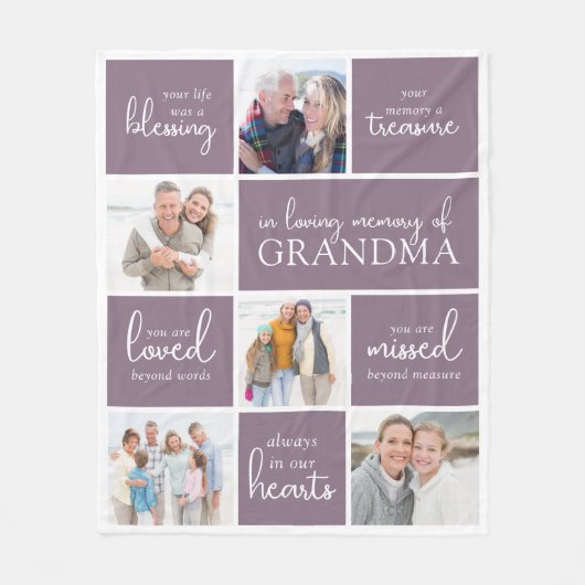 In Loving Memory Fotocollage Memorial Quote Fleece Deken (Voorkant)