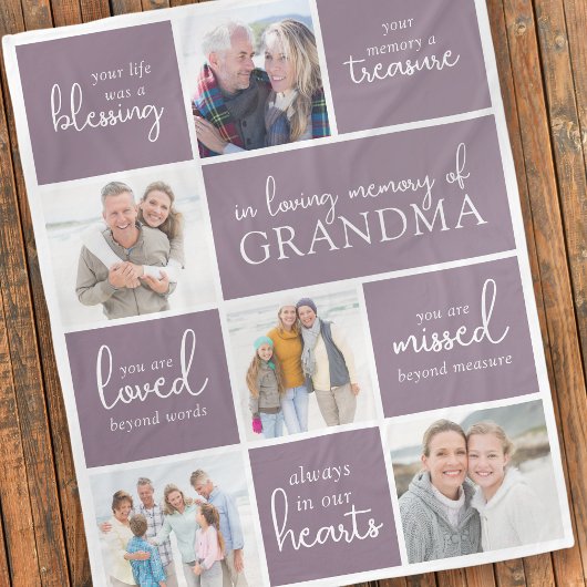 In Loving Memory Fotocollage Memorial Quote Fleece Deken