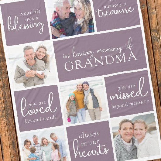 In Loving Memory Fotocollage Memorial Quote Fleece Deken