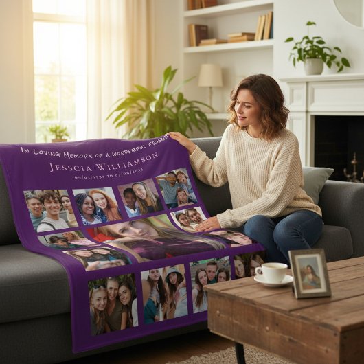 In Loving Memory Friend Photo Collage  Fleece Deken