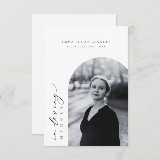 In Loving Memory Funeral Arch Photo Prayer Card (Voorkant / Achterkant)