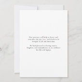 In Loving Memory Funeral Eenvoudige Foto Kaart (Achterkant)