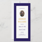 In Loving Memory Funeral Fotoprogramma Navy Gold Kaart (Voorkant)