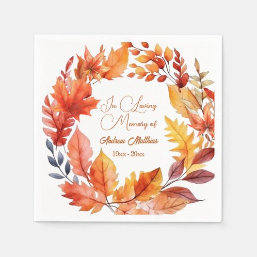 In Loving Memory Funeral Herfst Floral Servet (Voorkant)