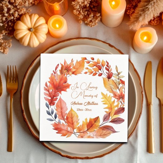 In Loving Memory Funeral Herfst Floral Servet