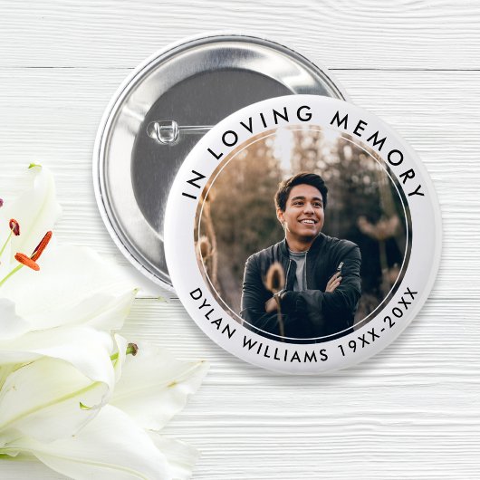 In Loving Memory Funeral Memorial Foto Button