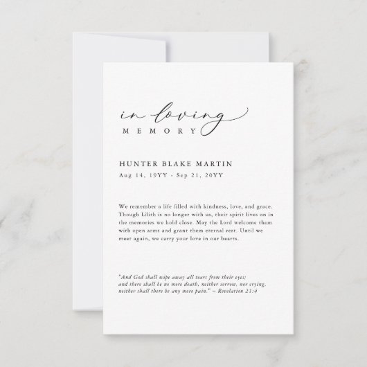 In Loving Memory Funeral Memorial Keepsake Card (Voorkant)