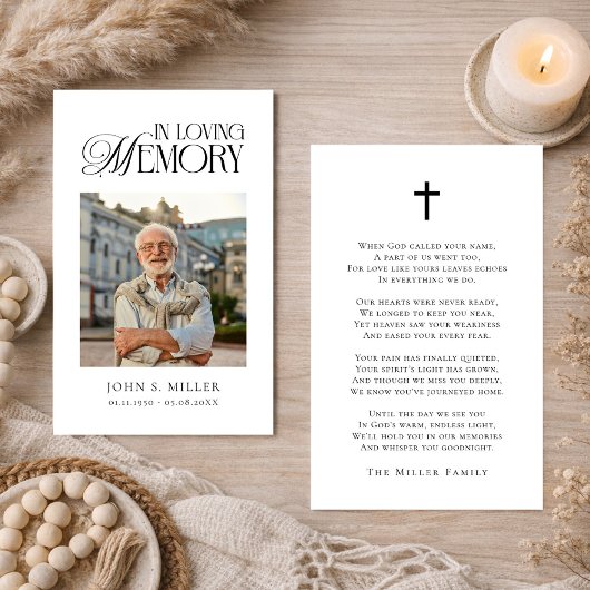 In Loving Memory Funeral Memorial Prayer Card Visitekaartje