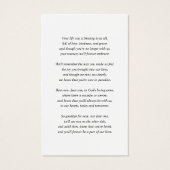 In Loving Memory Funeral Memorial Prayer Card Visitekaartje (Achterkant)