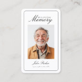 "In Loving Memory" Funeral Photo Prayer  Visitekaartje (Voorkant)