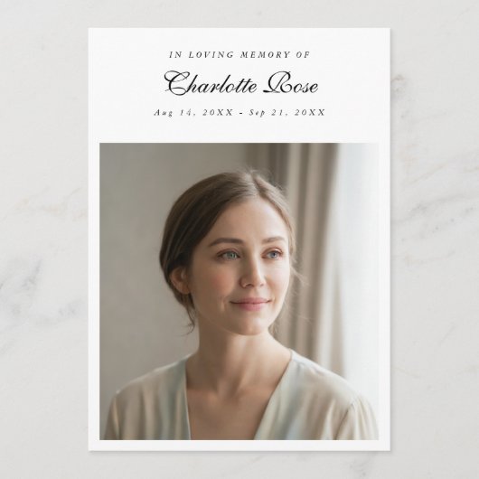 In Loving Memory Funeral Program Keepsake Card Programmakaart (Voorkant)