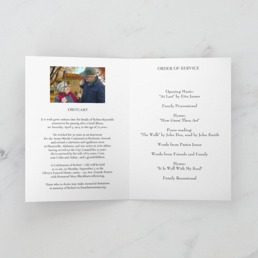 In Loving Memory Funeral Service Program Sjabloon (Binnen)