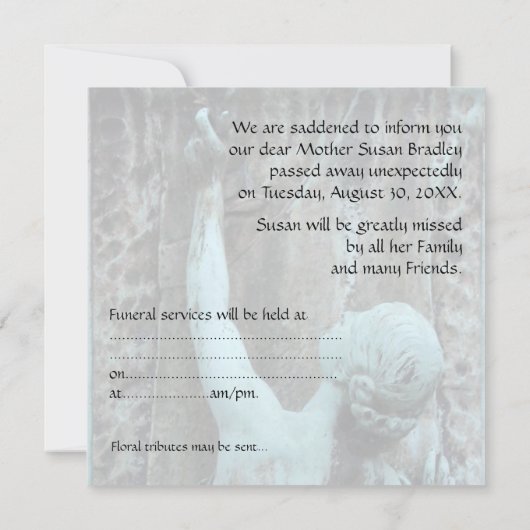 In Loving Memory Funerary Art Viering van het leve Kaart (Achterkant)