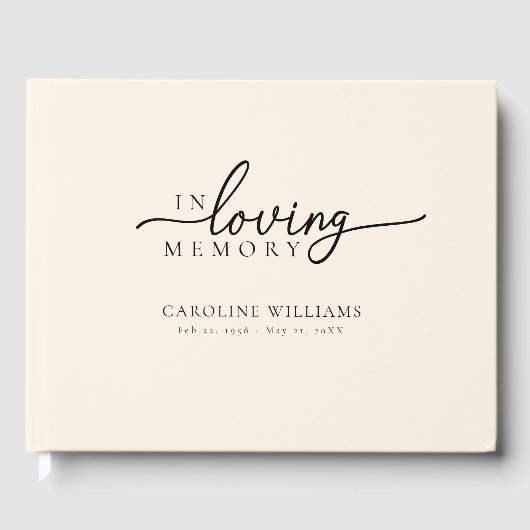 "In Loving Memory" Gedenkteken, naam, citaat Gastenboek (Voorkant)