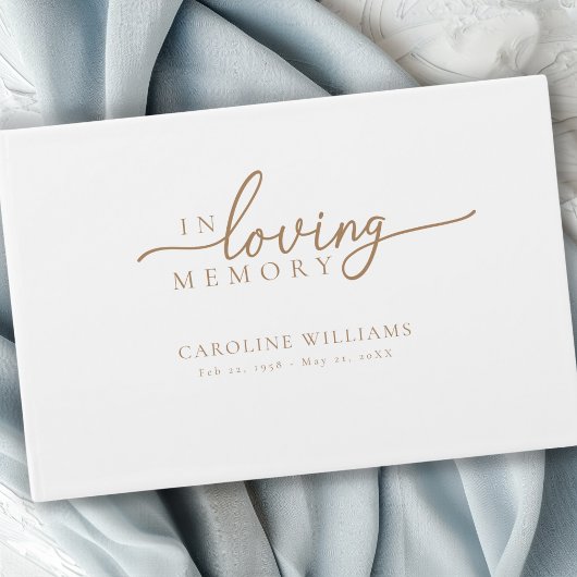 "In Loving Memory" Gedenkteken, naam, citaat Gastenboek