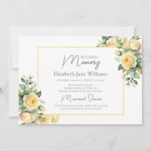 In Loving Memory Gele Rozen 1 foto Kaart (Voorkant)