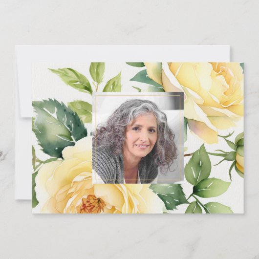 In Loving Memory Gele Rozen 1 foto Kaart (Achterkant)