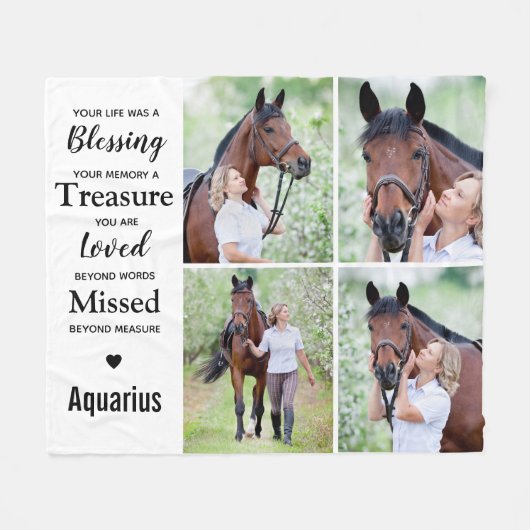 In Loving Memory Gepersonaliseerd 4 Afbeelding Mem Fleece Deken (Voorkant (Horizontaal))